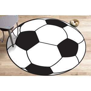 Tapis rond en forme de ballon de football : tapis décoratif sportif antidérapant, tapis fin non tissé - Product Image 3
