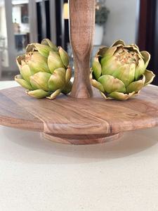 Support à gâteau à deux étages en bois massif fait à la main de qualité supérieure Utilisation polyvalente pour les gâteaux, les cupcakes et les pâtisseries - Product Image 3