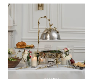 Patrón floral Mesa de comedor de lujo Plato de frotamiento adornado Colgante Acero inoxidable Vintage Sostenible al por mayor - Product Image 5