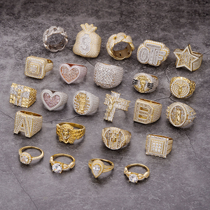 Collection de bagues hip-hop en moissanite sertie de pierres, luxe or et argent, pour hommes et femmes, bagues tendance - Product Image 6