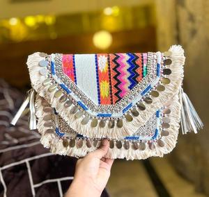 Superior Boho Chic Banjara Clutch <b>Bag</b> with Vibrant Beadwork and Embroidery Ideal for Bohemian Fashion and Special Events - Product Image 2