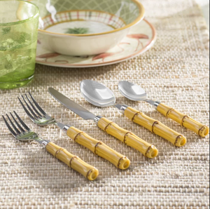 Ensemble de couverts en acier inoxydable de style japonais pour hôtels et restaurants avec poignées en bambou Argenterie écologique pour mariages - Product Image 2