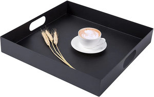 Hot Selling Modern <b>Square</b> Christmas Decorative Trays Matte Black Iron Rectangle Metal Serving Tray Kitchen Weddings Art Hotels - Product Image 6