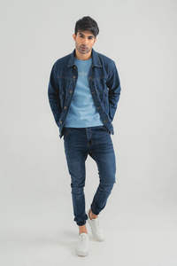 Chaqueta Vaquera Impermeable de Mezclilla para Hombre, Estilo Nuevo 2024, Talla Personalizada, Color Azul Sólido, Tejida, para Exteriores, Servicio OEM, para Invierno - Product Image 2