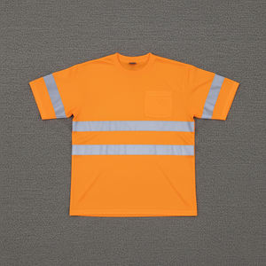 Chemises de sécurité réfléchissantes pour hommes, vêtements de travail pour hommes, haute visibilité, évacuation de l'humidité, chemises haute visibilité avec bande réfléchissante grise/orange. - Product Image 3