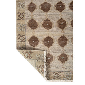 Alfombra de Lana Tejida a Mano con Diseño Geométrico Verde Erbe, Alfombra Rectangular Grande para Sala de Estar, Pasillo, Diseño de Rompecabezas - Product Image 5