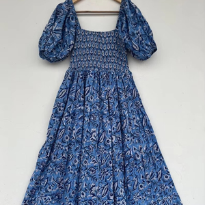 Femmes filles imprimé pur coton Maxi robe indien bloc imprimé décontracté été soirée à la mode en gros longue Midi en vrac - Product Image 1