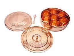 Boîte à épices en cuivre martelé artisanale pour la cuisine à domicile 7 bols d'une capacité de 100ml avec couvercle pour le stockage à bas prix - Product Image 2