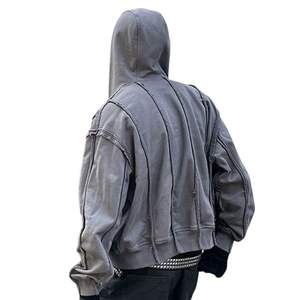 Top Selling Unique Design Distressed Zipper <b>Hoodies</b> for <b>Men</b> 3D Embroidery Regular Fit 100% Cotton Winter Zip-up Wholesale Price - Product Image 6