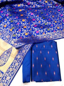 Saris en soie brodée sur mesure avec finition métallique en zari véritable pour l'ameublement et les vêtements - Product Image 3