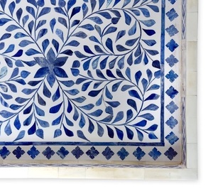 Plateau de service décoratif durable en os incrusté fait à la main avec motif floral pour la maison de luxe, la cuisine ou la table basse - Product Image 4