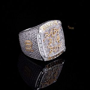 Elegante anillo de campeón de oro macizo de 10K con diamantes de moissanita, joyería elegante de Hip Hop, anillo llamativo ostentoso para raperos - Product Image 2