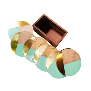 Modern <b>White</b> Marble <b>Coasters</b> Environmentally Friendly Acacia Wood <b>Coaster</b> Set for Home Office Christmas & Housewarming Gift - Product Image 5