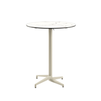 Table de bar ronde pliable Moon-C 77cm V2, bar à domicile, pierre artificielle, design minimaliste, 2 places