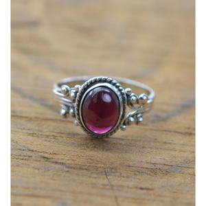 แหวนโกเมนธรรมชาติขายส่งรูปใบ925สเตอร์ลิงทำด้วยมือเครื่องประดับอินเดียชุดฝาสำหรับงานแต่งงานเครื่องประดับ unisex Studio - Product Image 2