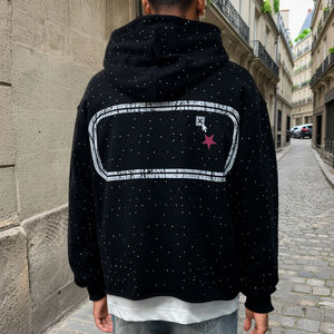 Custom Streetwear <b>Spray</b> <b>Paint</b> Distressed Rhinestone Pullover Eco-Friendly Vintage Fleece Regular Fit Winter Screen Print Style - Product Image 3