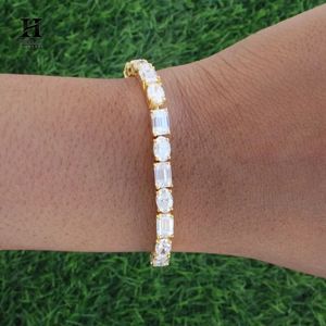 Elegant Mixed Shape Tennis <b>Bracelet</b>, Alternating Emerald and Oval Cut Cubic Zirconia <b>Bracelet</b>, Premium Wedding Jewelry - Product Image 4