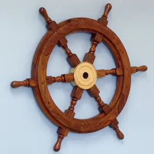 2026 wholesale modern Nautical Beach Wooden Boat <b>Ship</b> Steering <b>Wheel</b> home indoor boat <b>ship</b> <b>Wheel</b> Elegant For decor usage - Product Image 5