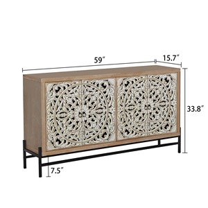 Latest Design Solid Mango Wood Handcrafted Modern <b>Sideboard</b> with Storage White Wash Finish for Bedroom and School Use - Product Image 6