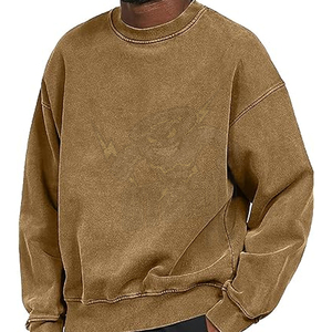 Sudaderas Vintage para hombre, sudaderas con capucha lavadas, manga larga, hombros caídos, cuello redondo, sudaderas, ropa de calle, tela informal Terry - Product Image 4