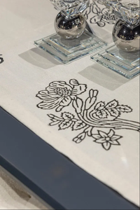 Patrón de Magnolia impreso a mano Runner 45x145 cm Algodón blanco Lino Estilo europeo Decoración de mesa floral para fiestas - Product Image 2