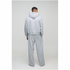 Sweat à capuche pour homme en molleton 100% coton, écologique, coupe oversize, motif uni, hiver, avec logo personnalisé brodé, effet vieilli vintage - Product Image 2