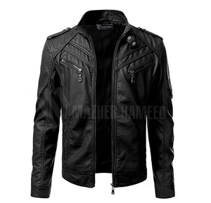 แจ็กเก็ตหนังสำหรับผู้ชายเสื้อแจ็กเก็ตหนัง PU แบบบางเหมาะสำหรับฤดูหนาวผู้ผลิต OEM ตามสั่ง - Product Image 5