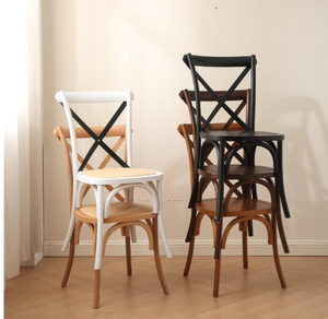 Chaise de bistrot empilable en bois de hêtre blanc de haute qualité, dossier <span class=keywords><strong>croisé</strong></span>, pour la location, les mariages et la restauration - Product Image 4