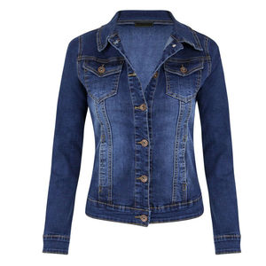 Veste en jean longue et extensible pour femmes, veste en jean respirante d'hiver en coton de grande taille, bon marché - Product Image 1