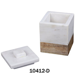 Fournisseur en gros indien de boîte à bijoux en marbre décorative avec incrustation de feuilles de fleurs, boîte de rangement en marbre décorative pour la vente en gros - Product Image 6