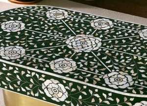 Mesa de centro de estilo moderno ecológico con incrustaciones de hueso, mueble de lujo hecho a mano con madera, disponible a un precio razonable. - Product Image 3