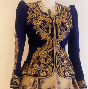 Chaqueta azul marino con bordado de Oriente Medio, cuentas de cristal embellecedoras, perlas, piedra de vidrio, para fiesta, 2023 - Product Image 1