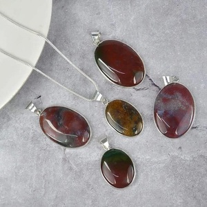 จี้หินบลัดสโตนคริสตัลอาเกตธรรมชาติคุณภาพไม่เหมือนใคร-เครื่องประดับที่แข็งแกร่งและกล้าหาญปกป้องและมีชีวิตชีวาลดราคา - Product Image 3