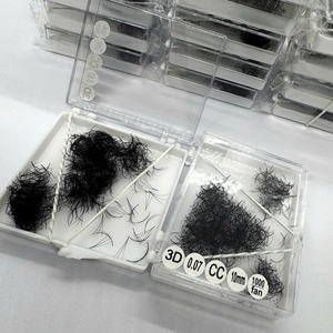 Extensions de cils en bouquets préfabriqués 3D 4D 5D 6D 8D, 0.07mm, thermosoudés, base plate longue, pour volume en gros - Product Image 4