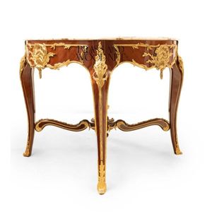 Mesa de Entrada Clásica de Lujo con Tapa de Mármol, Latón y Madera - Product Image 3
