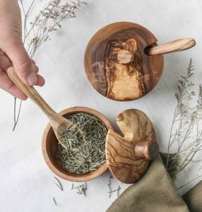 Bodegas de sal de madera de olivo tunecino con tapa - Product Image 5