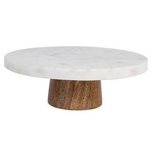 Support à gâteau à déchirure unique en marbre blanc et bois de Style classique au meilleur prix Table de plateau de service pour plateau à gâteaux utilisée pour décorer - Product Image 4