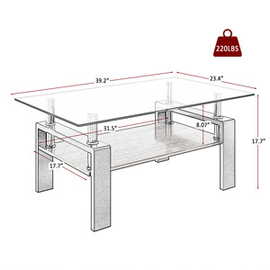Table basse rectangulaire moderne en verre trempé, nouveau design, tables consoles pour salon ou chambre, meubles de maison - Product Image 4