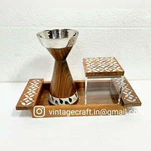 Bandeja de Servir Única Hecha a Mano de Alta Calidad, Ecológica, Pulida, con Incrustaciones de Nácar Animal, Caja para Quemador de Oud, Bakhoor, Artesanía Vintage - Product Image 6