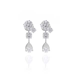 Elegant 4.06 Ct Serene Sparkle Drops Fashion Earrings for Women in 14K <b>White</b> Gold with Lab Grown Diamonds - Product Image 2