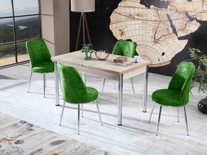 Ensemble de table à manger 6 chaises de style européen moderne extensible plateau en aggloméré pieds en métal forme rectangulaire haute qualité pour la maison - Product Image 3