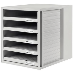 Light Gray <b>File</b> Cabinet Set with 5 A4 Polystyrene Drawers HAN - Product Image 3