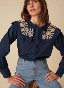 Vente chaude femmes ukrainien brodé meilleure qualité Blouse Floral à manches longues décoration manches longues naturel écologique - Product Image 4