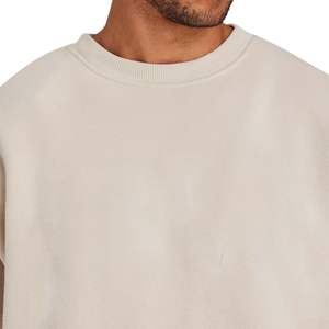 Jersey de algodón 345GSM para hombre, sudadera con ajuste relajado, logotipo gráfico de invierno, logotipo gráfico frontal suave y cómodo, Color avena - Product Image 5