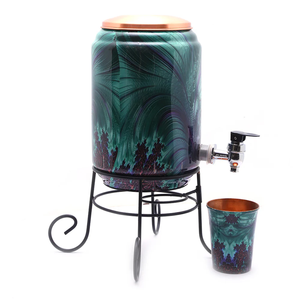 Olla de agua de cobre de diseño único con tapa de soporte de metal para restaurante, hogar, hotel y propósito de regalo y hecha a mano - Product Image 2