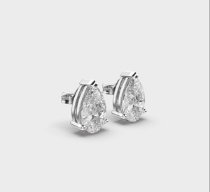 IGI Certified Pear Cut Lab Grown Diamond Stud Earrings Solid 925 Sterling Silver Solitaire Pear Shape Diamond Earrings - Product Image 3