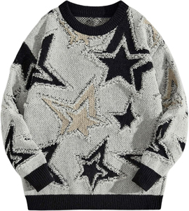 Pulls en tricot à col rond décontractés pour hommes, taille plus, en laine/acrylique, manches longues, couleur unie, nouvelle arrivée en gros - Product Image 1