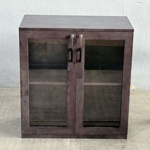 Armoire de bureau contemporaine à deux niveaux verrouillable avec portes en verre, en bois d'hévéa, 80x40x87cm, pour bureau ou atelier - THS68024 - Product Image 6