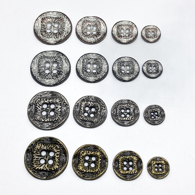 Factory Wholesale: Vintage Metal 4-Hole Corrugated Buttons for Garments