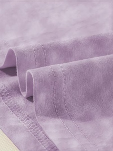 Conjunto de Camiseta de Manga Corta y Pantalones Cortos para Hombre, Estilo Casual, Cintura Elástica, Corte Medio, con Estampado Morado y Lavado Ácido - Product Image 6